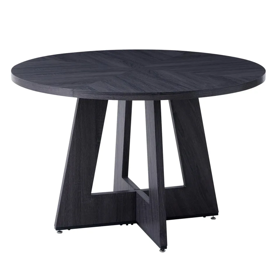 OutdoorMatch eettafel rond 110 cm zwart hout