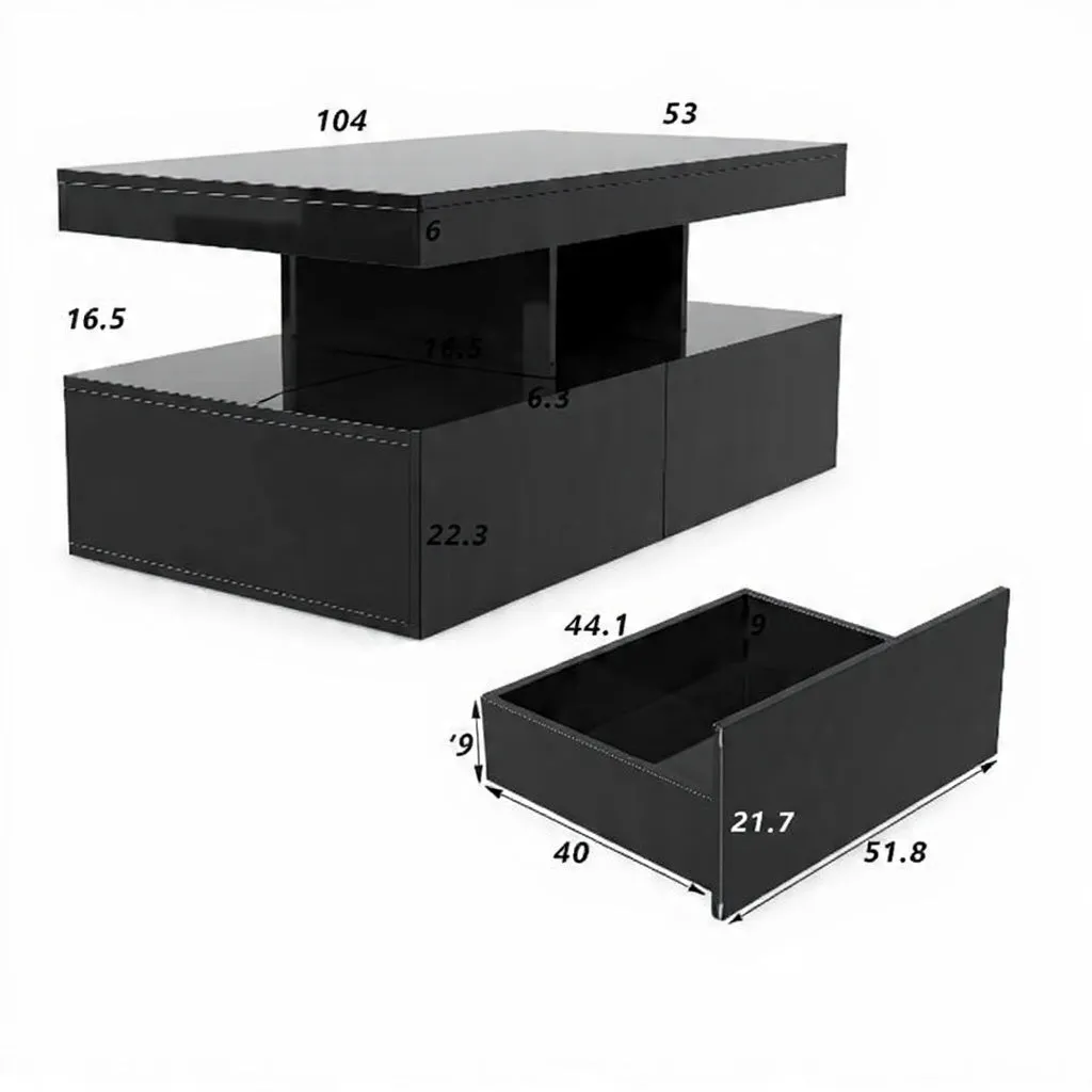 And OutdoorMatch Salontafel Hout LED 2 Laden 104 cm Zwart