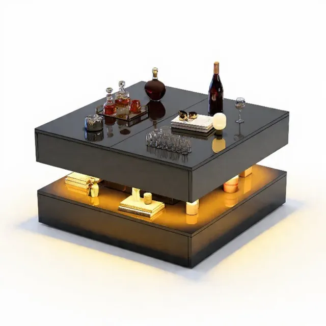 OutdoorMatch Salontafel 53x53 cm Wit met LED en laden