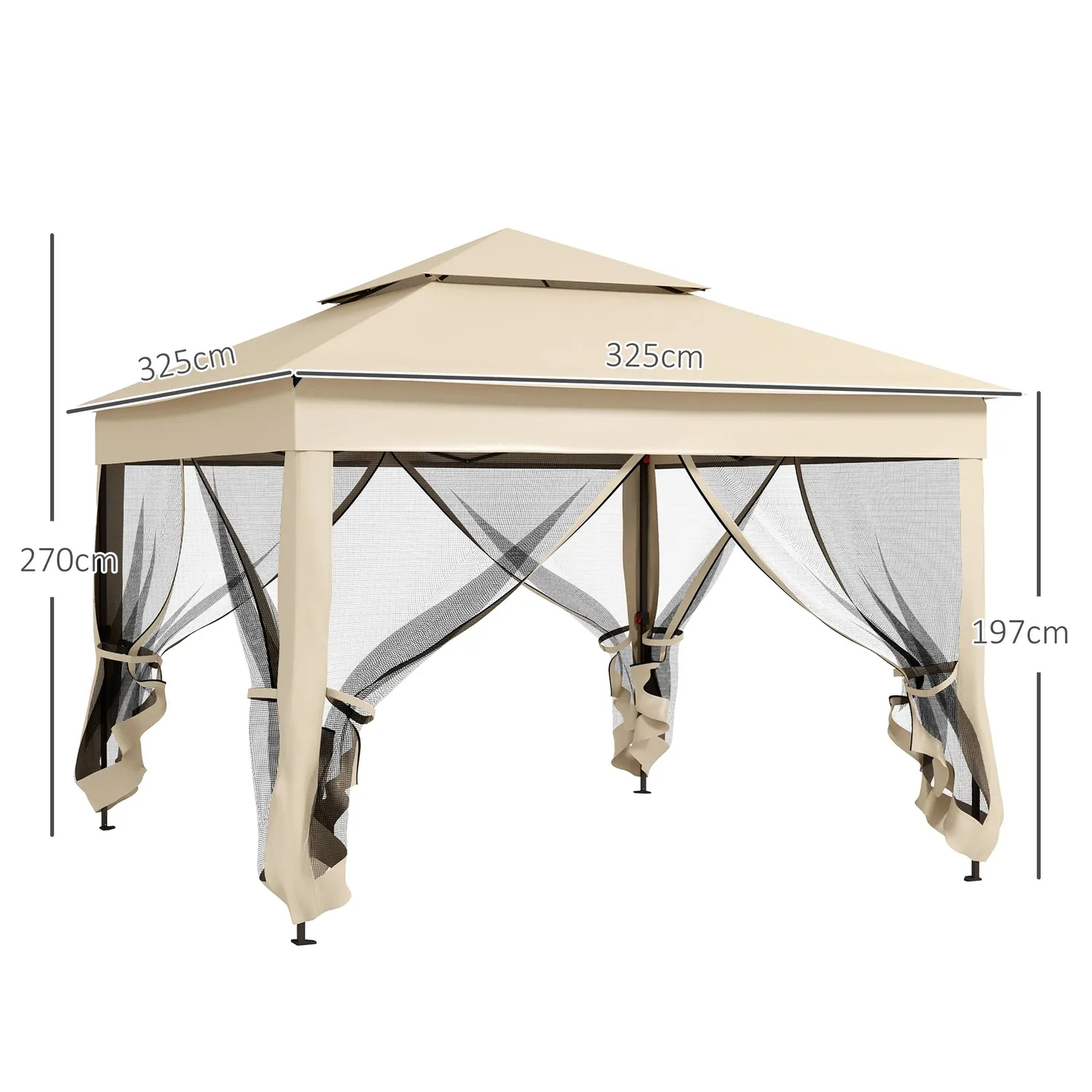 OutdoorMatch Partytent 3x3 Beige UV met Muskietennet