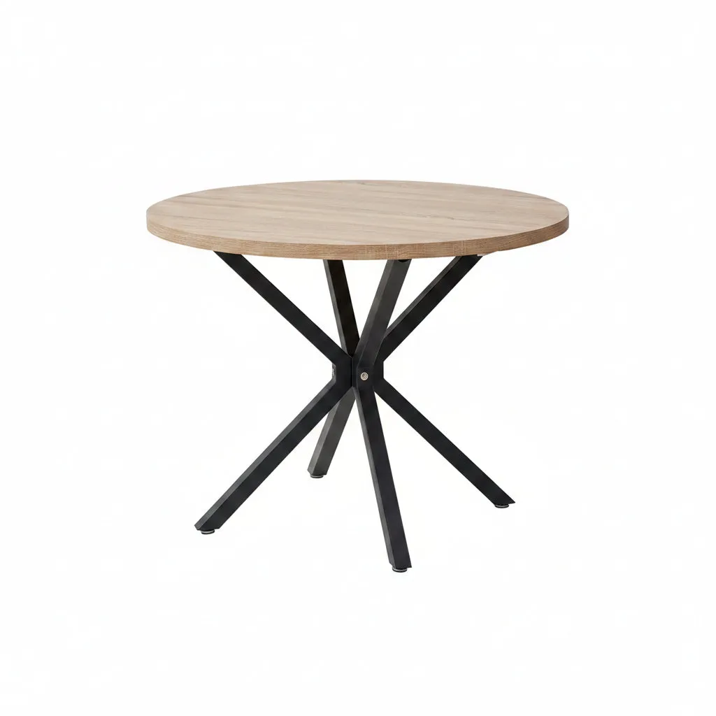 OutdoorMatch Ronde Tafel 110 cm Licht Hout met Metaal