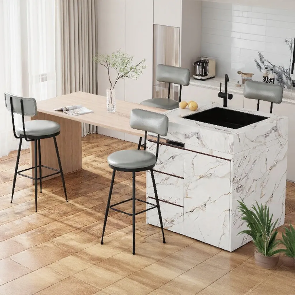 OutdoorMatch Barstoelen Donkergrijs 4 Stuks Kunstleer