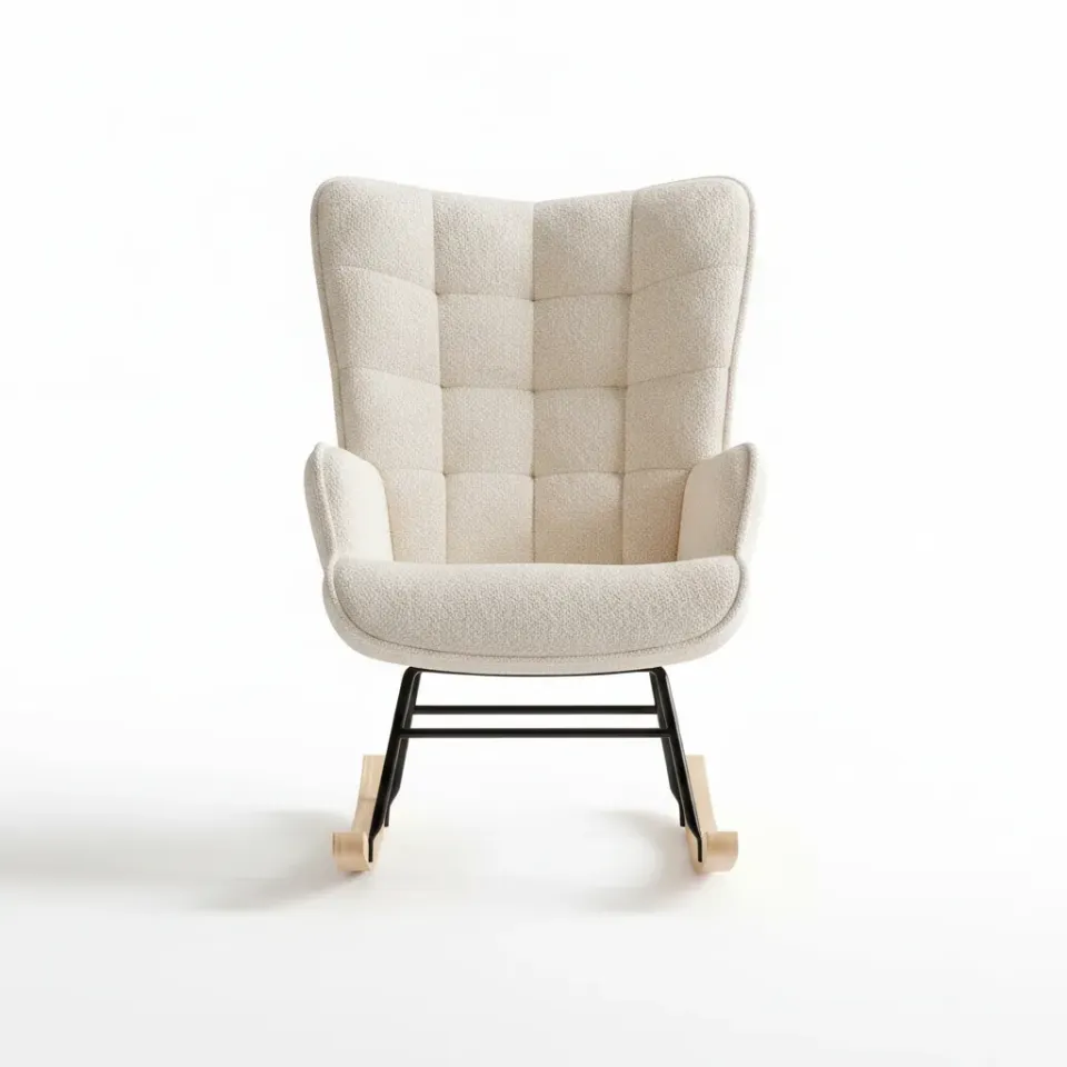 OutdoorMatch relaxstoel beige stof schuimvulling 68 cm