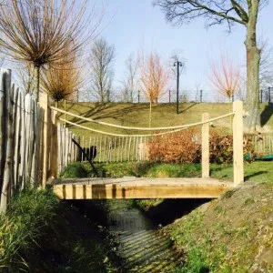 Jaap de Vries Producties Oxford wandelbrug eiken 260 cm touwleuning
