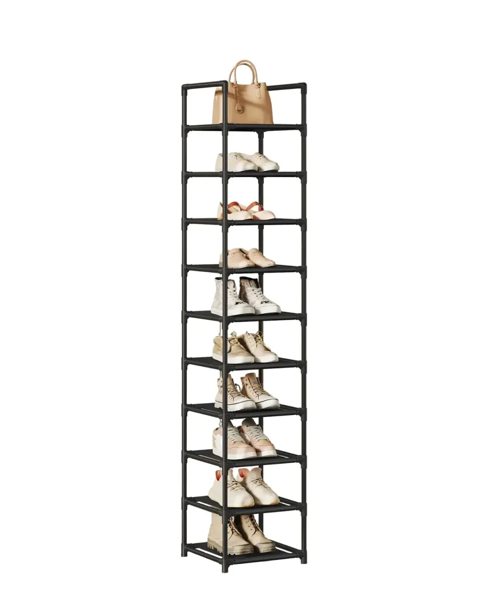 OutdoorMatch schoenenrek 10 etages smal zwart 33 cm