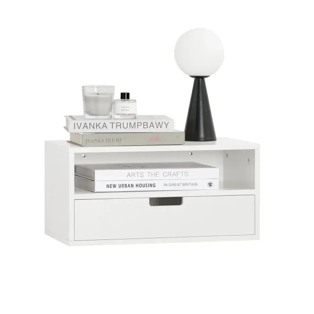OutdoorMatch Zwevend Nachtkastje met Lade Wit compact wandmodel