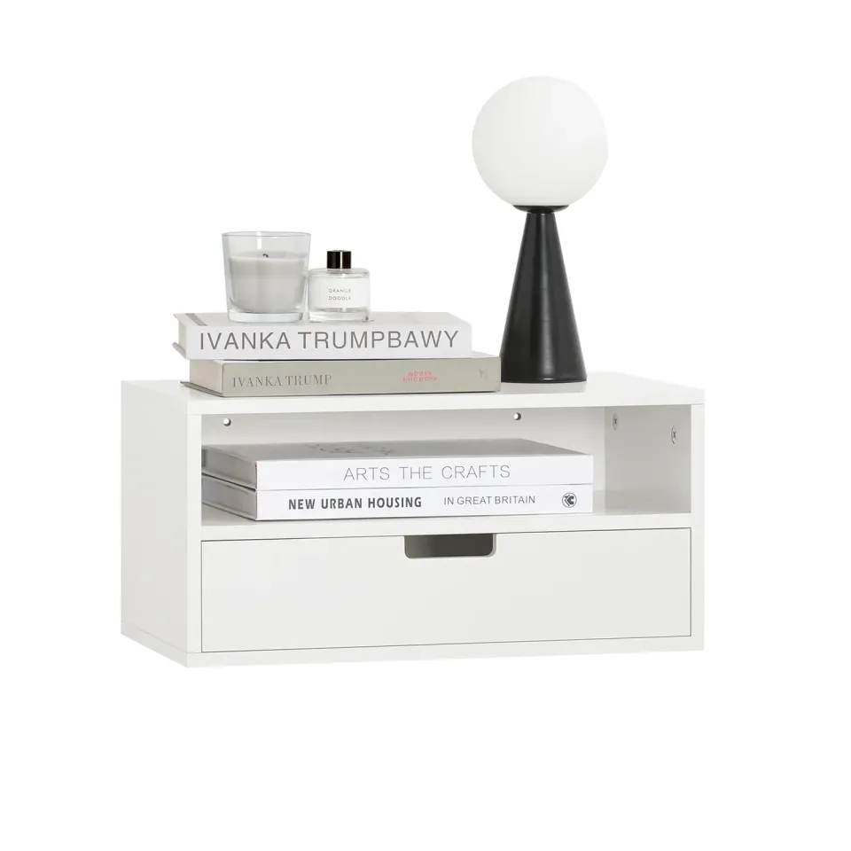 OutdoorMatch Zwevend Nachtkastje met Lade Wit compact wandmodel