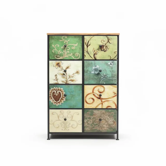 OutdoorMatch ladekast 8 lades vintage bloemenprint