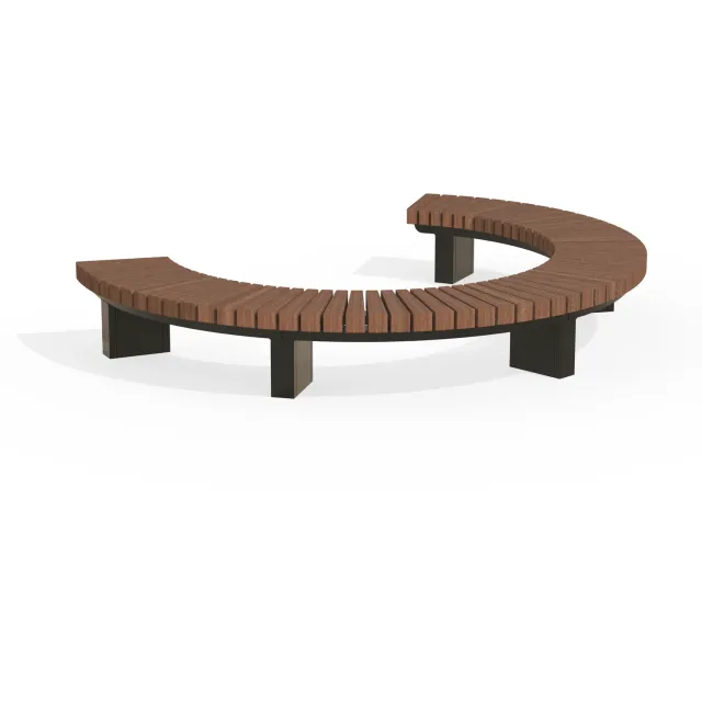 Groundlevel BRUUT vlakke bank 3/4-cirkel 3150 buiten