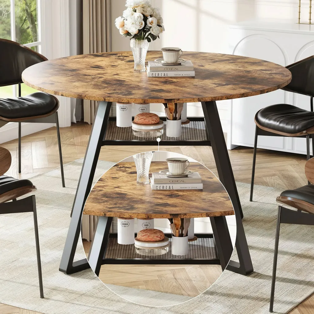 OutdoorMatch Eettafel Rond 120 cm Houtlook Zwart 4-6 Pers