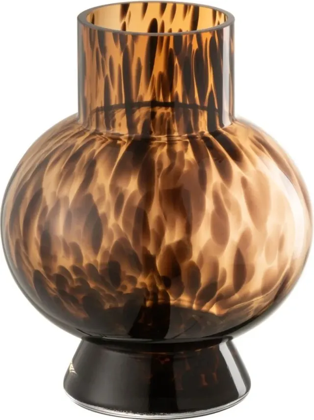 Lifestyle Bol Stip Vaas bruin glas 17x17x21,5 cm