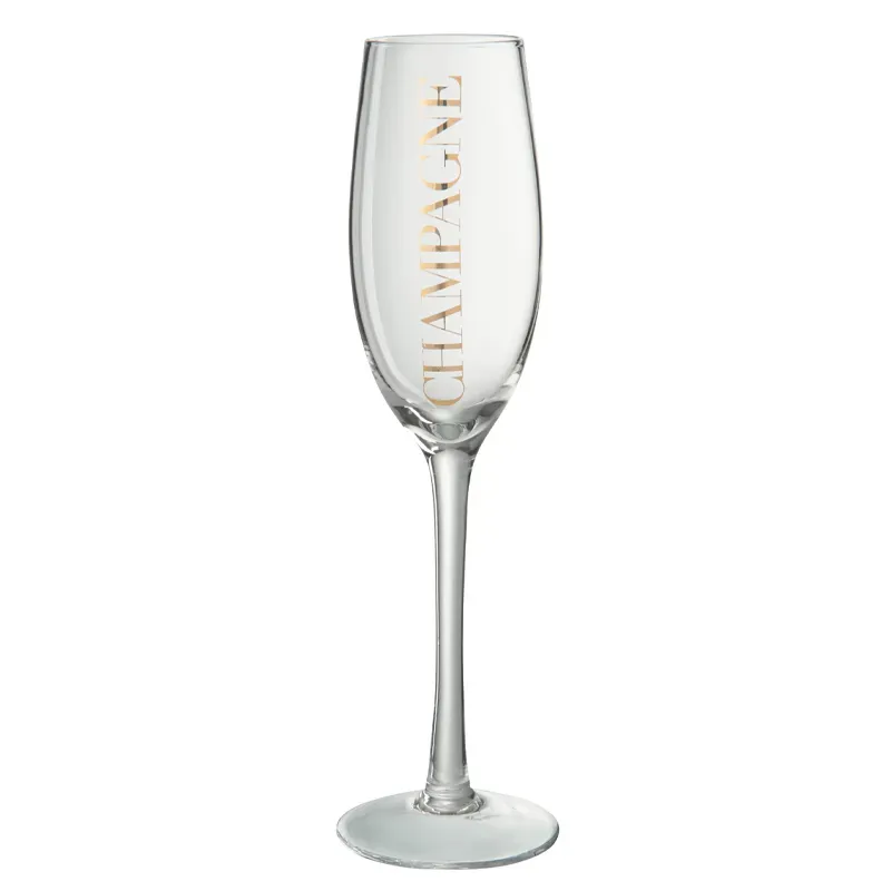 Lifestyle champagneglas transparant goud 25,5 cm