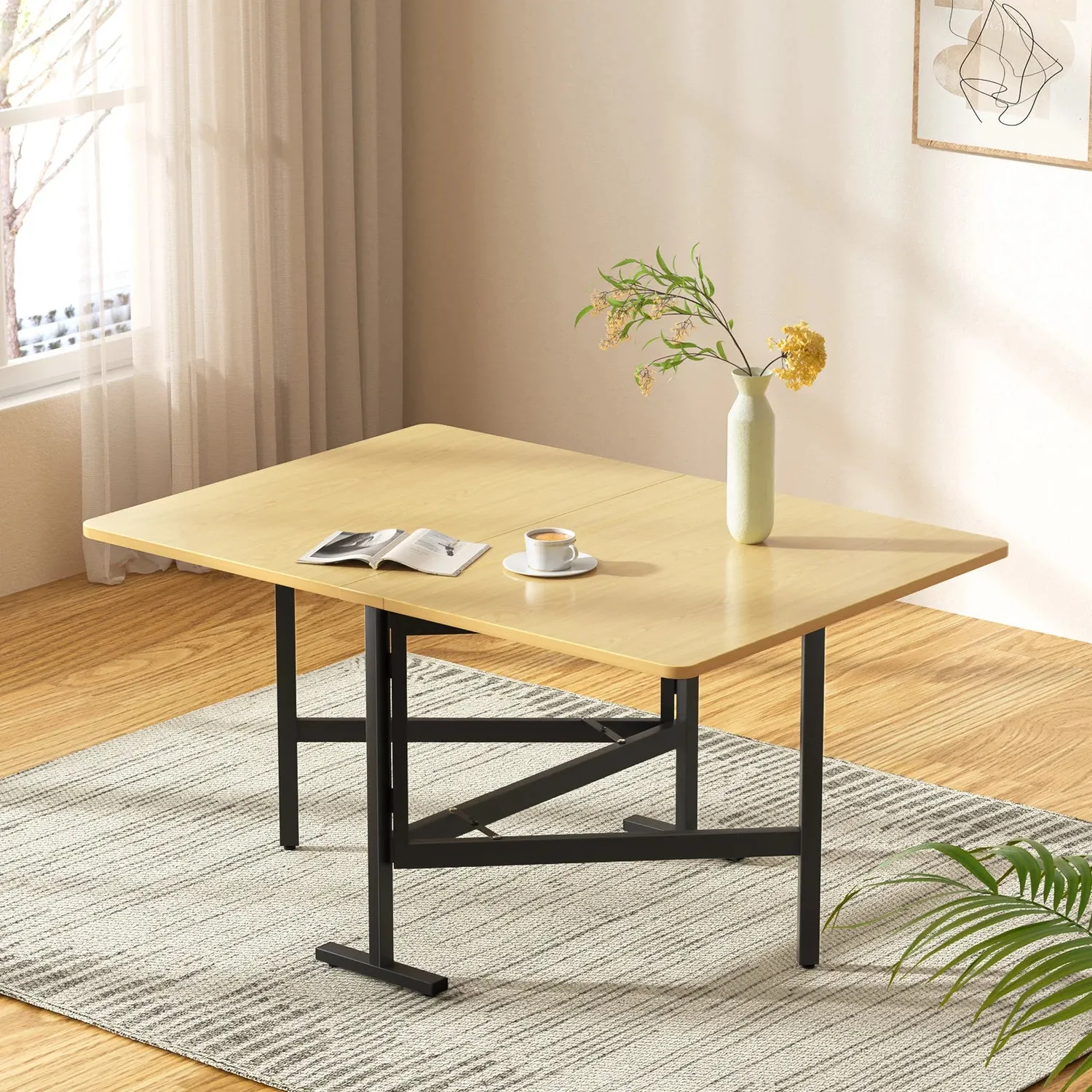 OutdoorMatch Eettafel Opvouwbaar 120x80 Beige Uitschuifbaar
