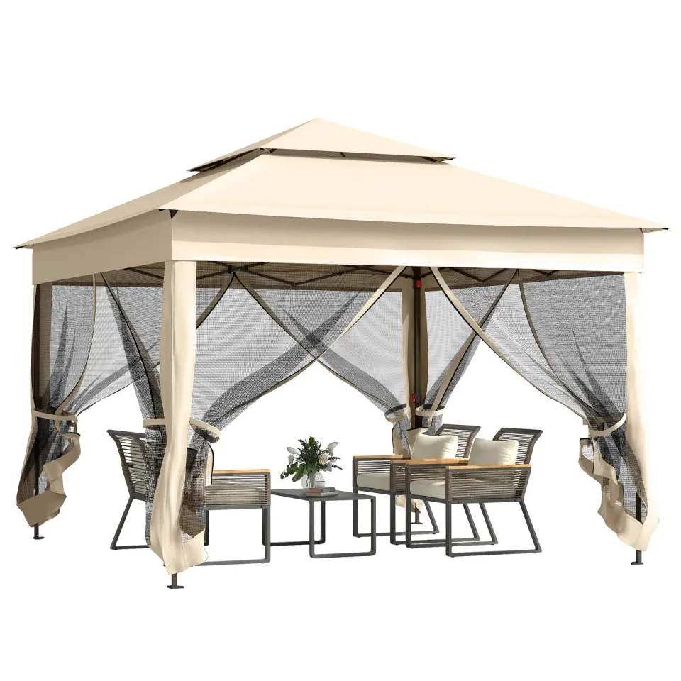 OutdoorMatch Partytent 3x3 Beige UV met Muskietennet