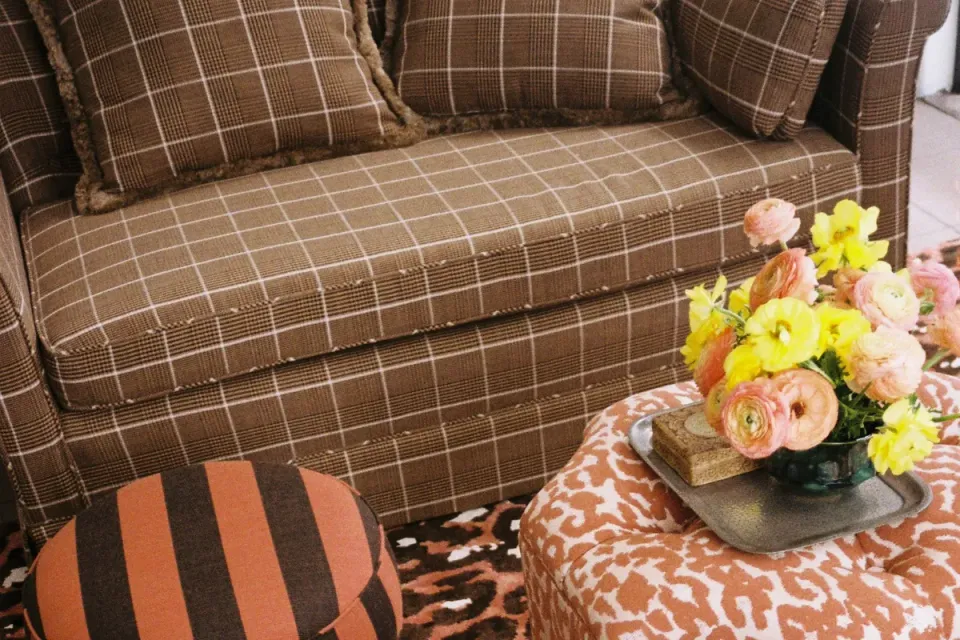 Sutherland Furniture Tailored Check buitenstof ruit beige