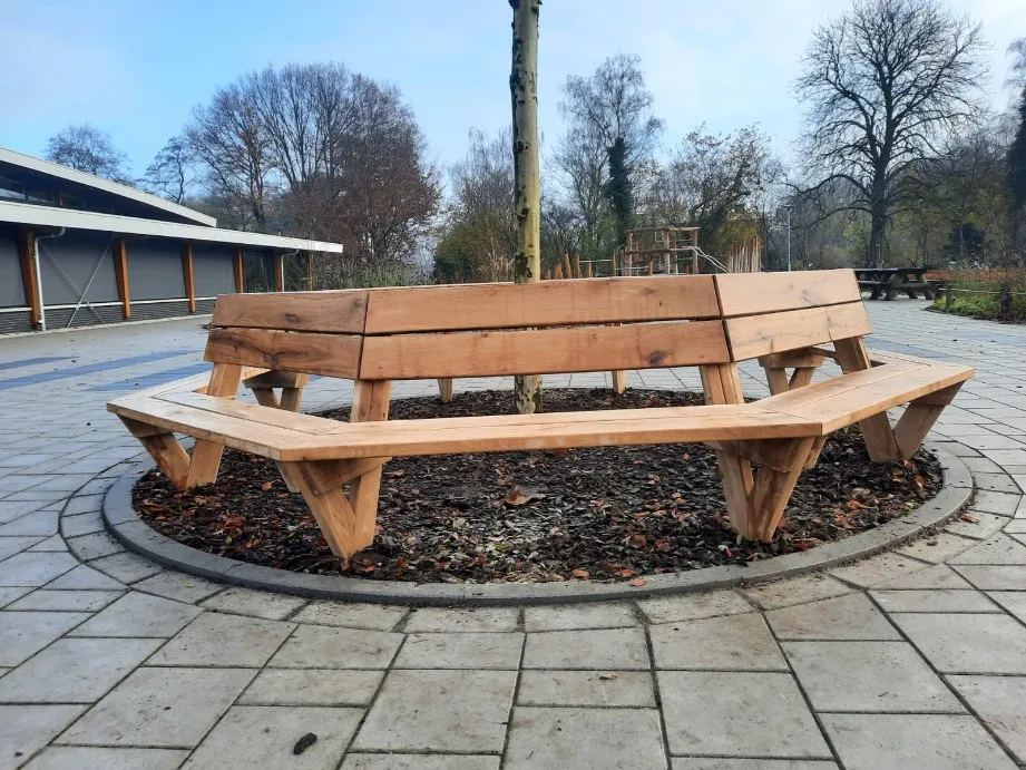 Jaap de Vries Miami boombank eikenhout achthoekig
