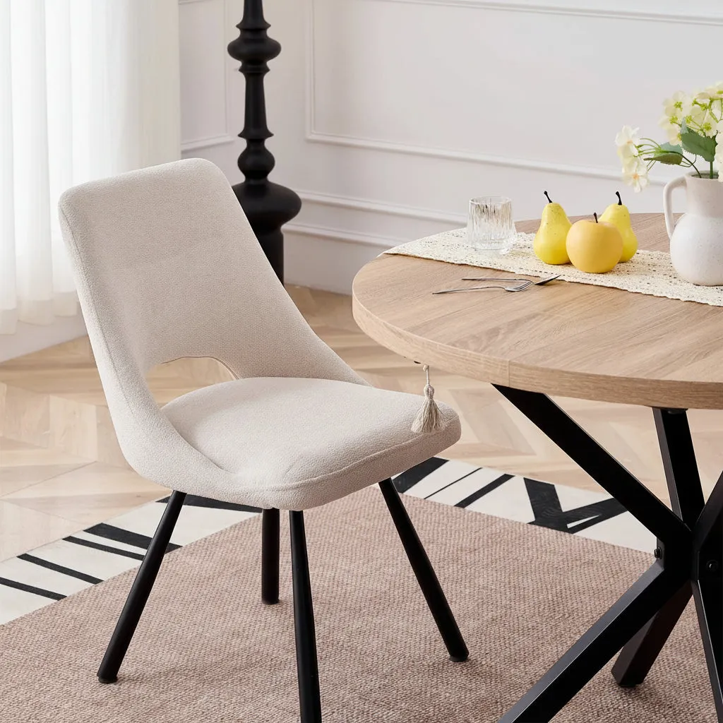 OutdoorMatch Ronde Tafel 110 cm Licht Hout met Metaal