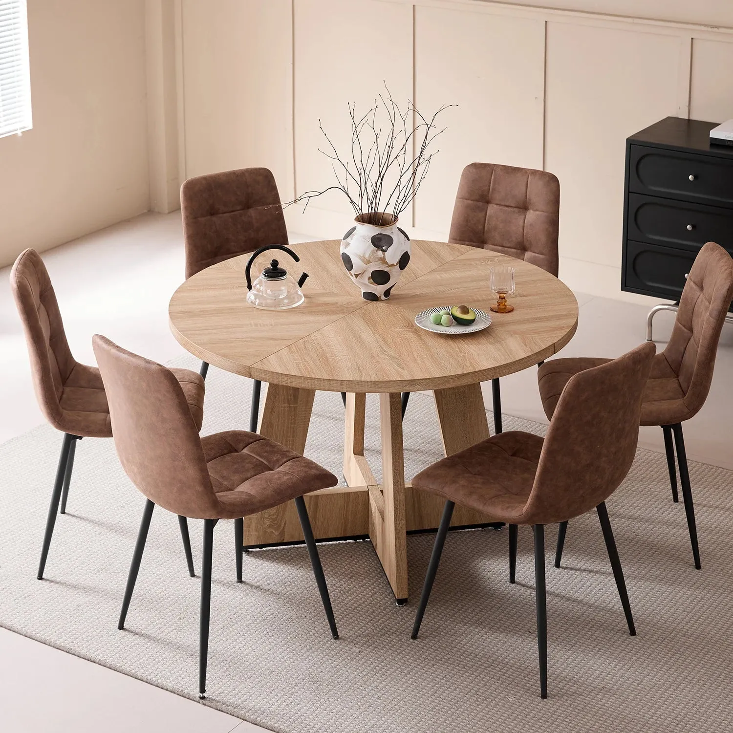 OutdoorMatch Ronde Eettafel 110 cm Licht Hout Scandinavisch