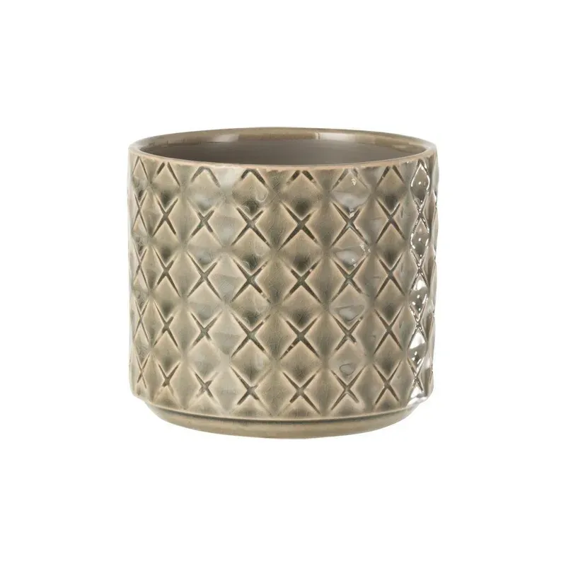 Lifestyle Kruis bloempot grijs 12x12x11 cm keramiek