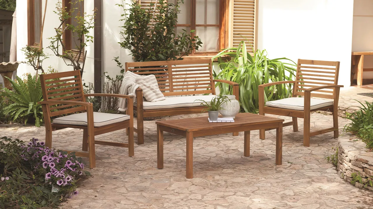ACAMP Kreta Loungeset 4-delig acaciahout 5 cm kussen