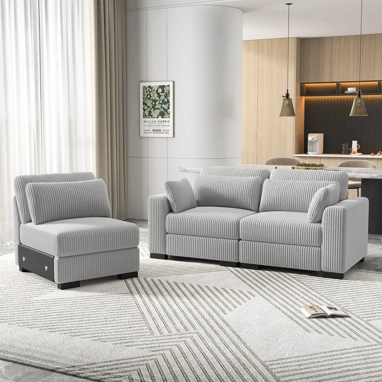 OutdoorMatch Corduroy Bank Zwart Grijs 2-delig Modulair