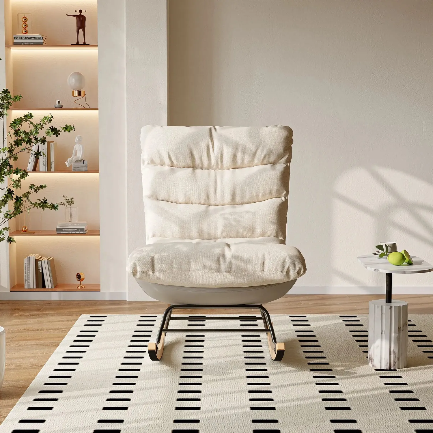 OutdoorMatch Rockingstoel Leesstoel Beige 72x83x93 cm