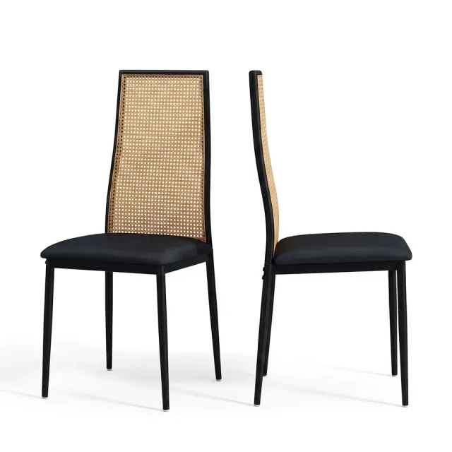 OutdoorMatch Eetkamerstoelen Zwart Hout Set 2 Stuks 97,5 cm