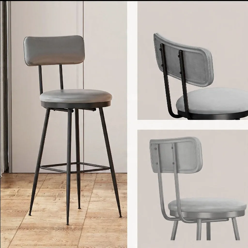 OutdoorMatch Barstoelen Donkergrijs 4 Stuks Kunstleer
