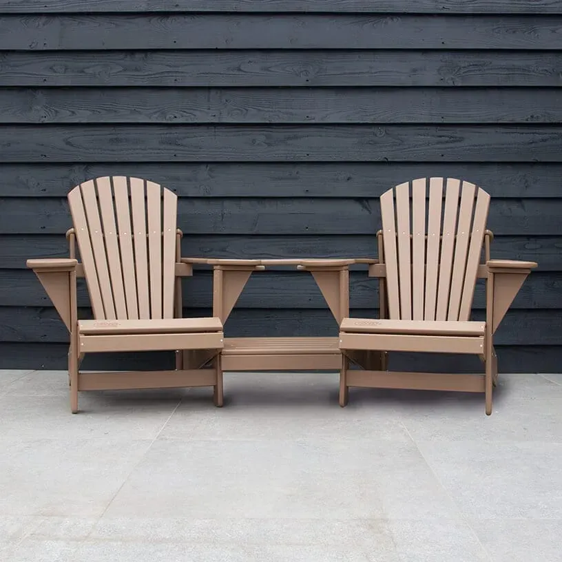 Comfychair Doppelstuhl Rund dubbele tuinstoel lichtbruin kunststof