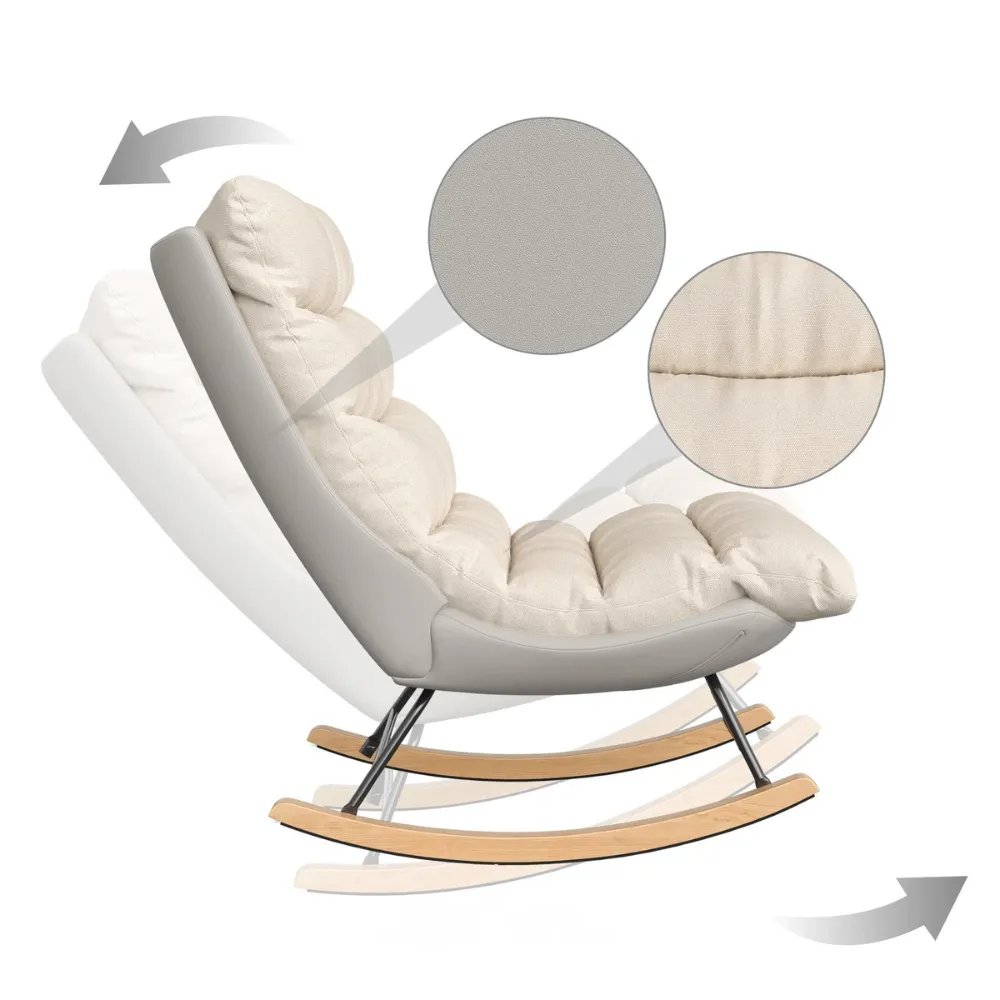 OutdoorMatch Rockingstoel Leesstoel Beige 72x83x93 cm