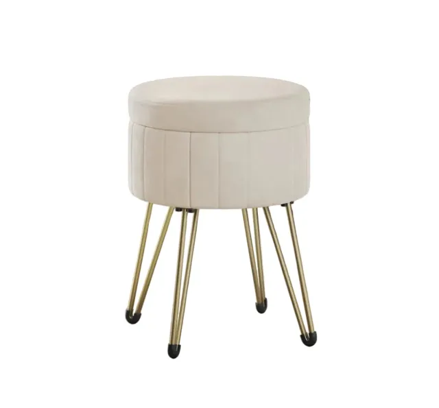 OutdoorMatch Opbergpoef Velours Wit 30cm 22L 130kg