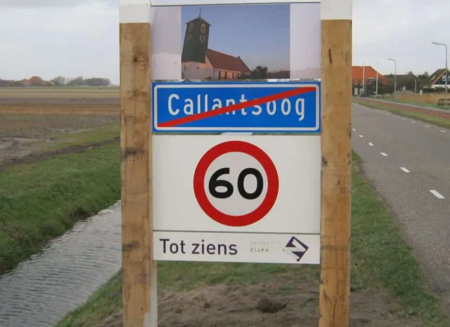 Jaap de Vries Producties Callantsoog toegangsbord hout full-colour