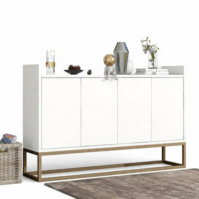 OutdoorMatch Dressoir 120x30 Wit Zwart 4 Deuren Verstelbaar