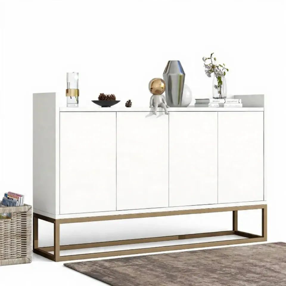OutdoorMatch Dressoir 120x30 Wit Zwart 4 Deuren Verstelbaar