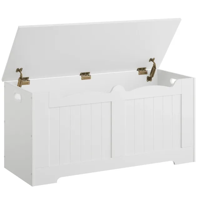 OutdoorMatch Opbergbank 100cm Wit houten zitkist 150kg