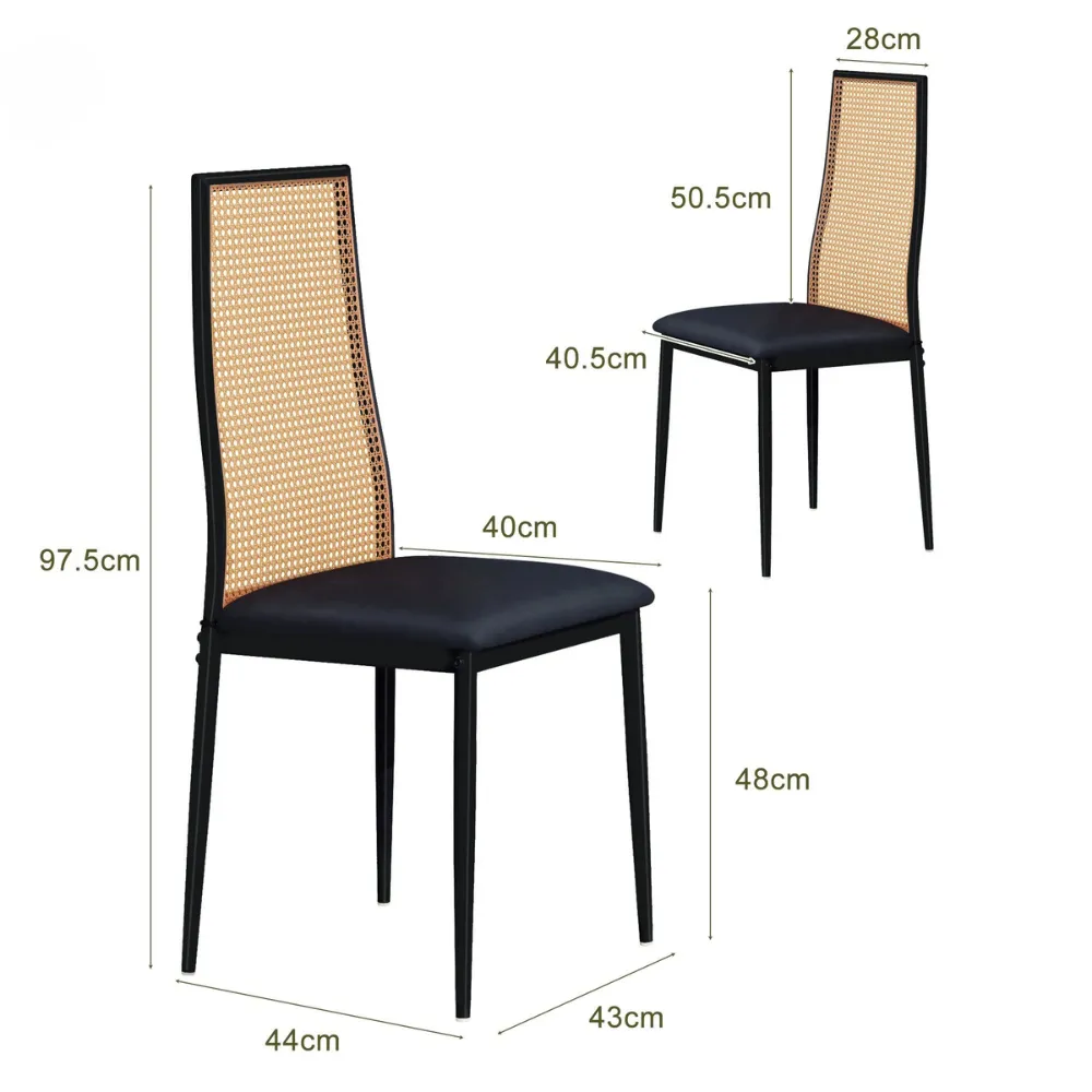 OutdoorMatch Eetkamerstoelen Zwart Hout Set 2 Stuks 97,5 cm