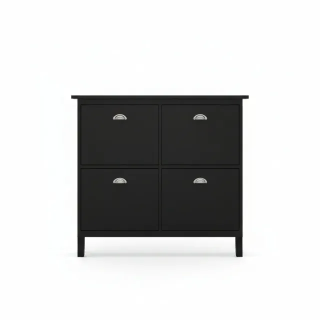 OutdoorMatch Schoenenkast zwart 4 klepdeuren smal 24 cm
