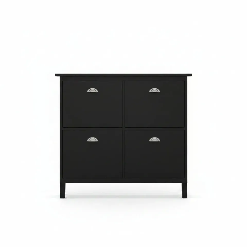 OutdoorMatch Schoenenkast zwart 4 klepdeuren smal 24 cm