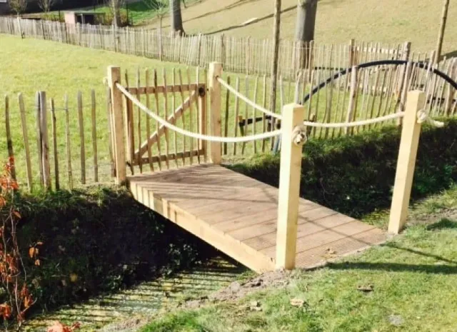 Jaap de Vries Producties Oxford wandelbrug eiken 260 cm touwleuning