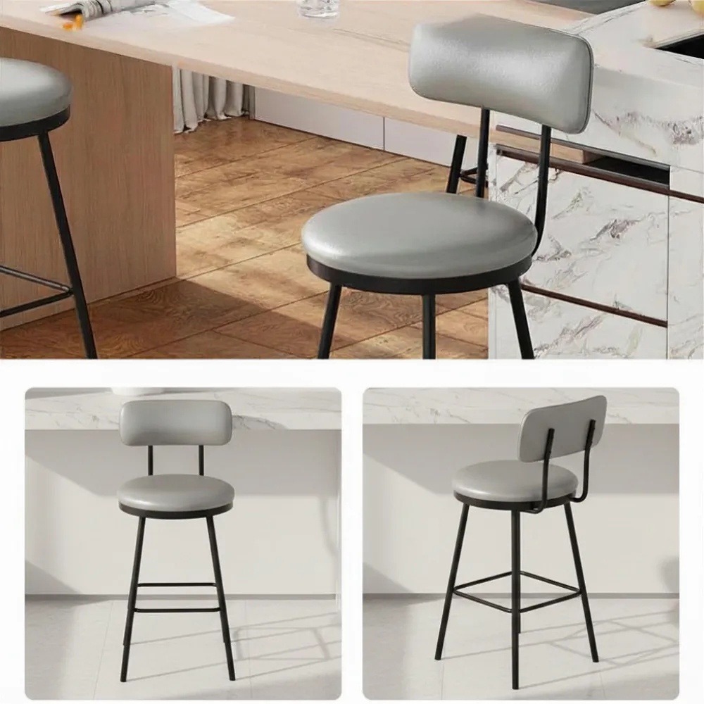 OutdoorMatch barstoelen kunstleer donkergrijs 2 stuks