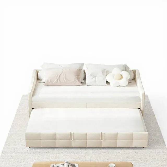 OutdoorMatch Bedframe 90x200cm Zwart Grijs met Opbergruimte