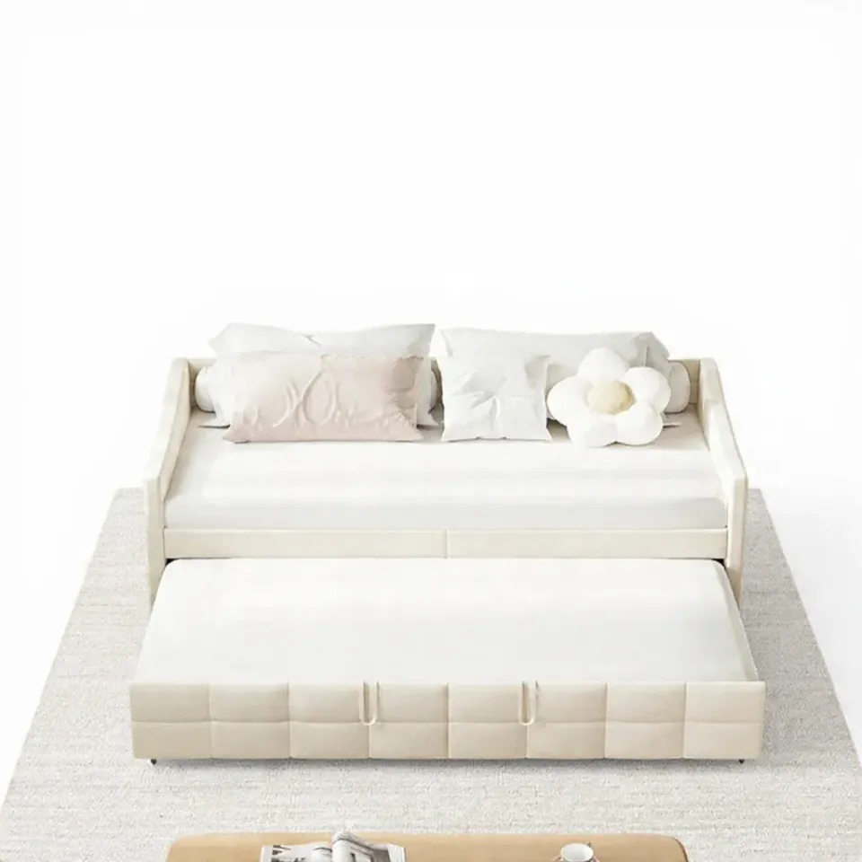 OutdoorMatch Bedframe 90x200cm Zwart Grijs met Opbergruimte