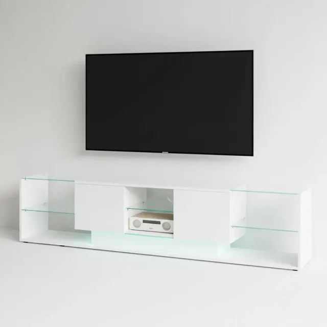 OutdoorMatch TV-Stand Wit 200x35x45 LED-verlichting Hout