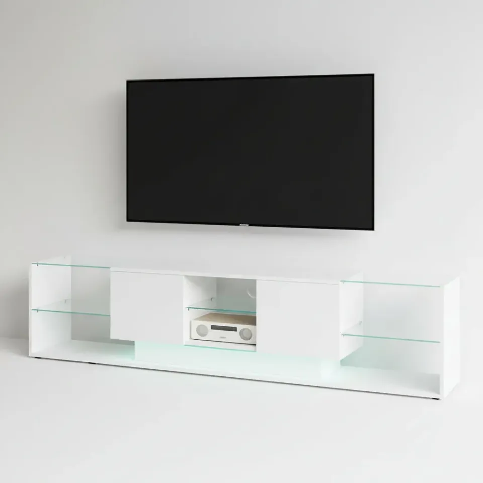 OutdoorMatch TV-Stand Wit 200x35x45 LED-verlichting Hout