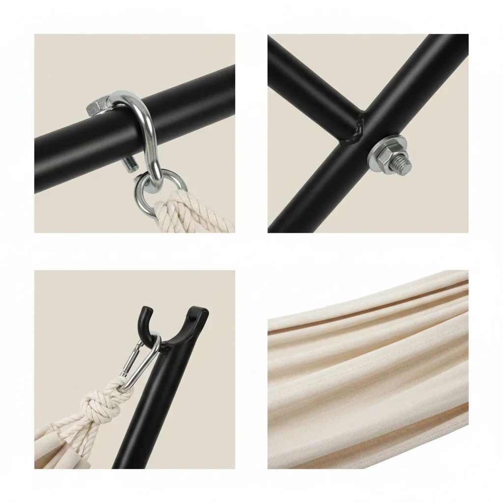 And OutdoorMatch Hangmat Met Standaard Beige Dubbel 250 kg