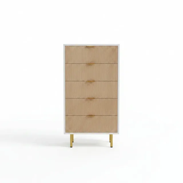 OutdoorMatch Ladekast 5 laden wit houtlook 60x34x109,8 cm