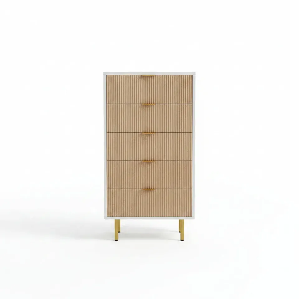 OutdoorMatch Ladekast 5 laden wit houtlook 60x34x109,8 cm