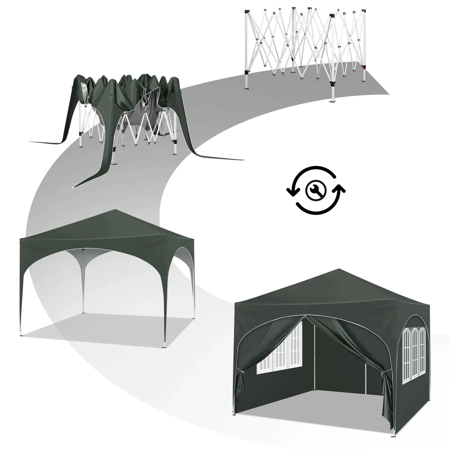 OutdoorMatch Partytent 3x3m Beige met Zijwanden