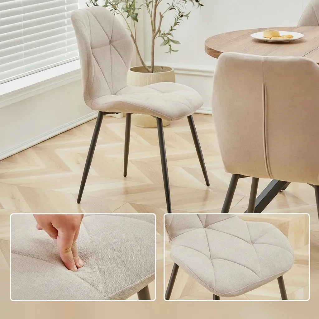 OutdoorMatch Eetkamerstoelen Linnen Beige 6 Stuks 120kg