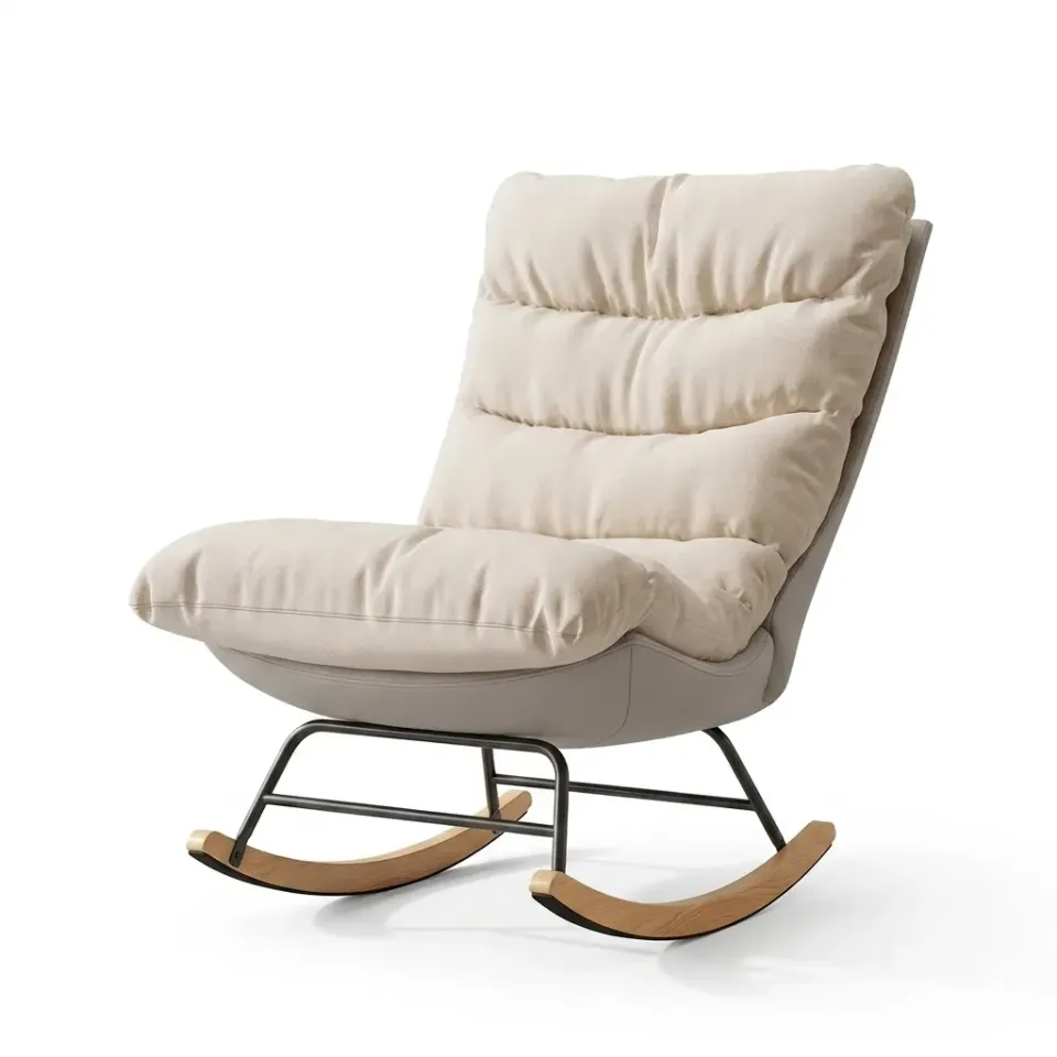 OutdoorMatch Rockingstoel Leesstoel Beige 72x83x93 cm